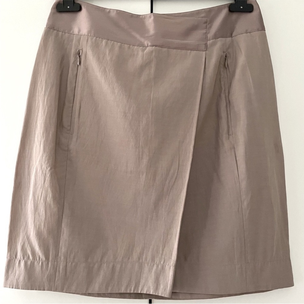 Max Azria Taupe wrap skirt size 4